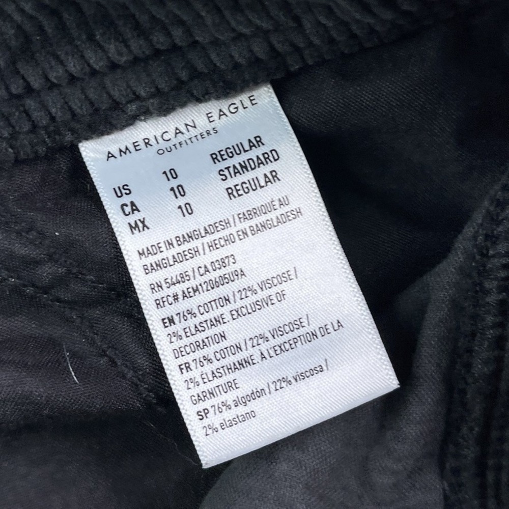 American Eagle Pants Womens 10 Black Corduroy High Rise Baggy Wide Leg Cargo - Picture 13 of 16